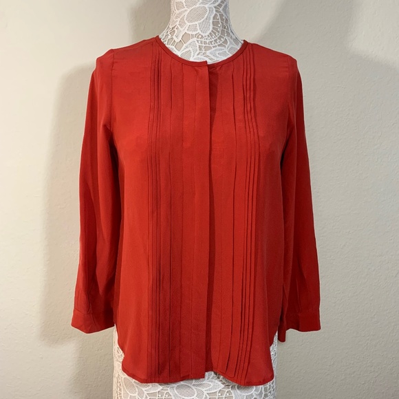 Joie Red Orange Silk Blouse- XS - Picture 1 of 5